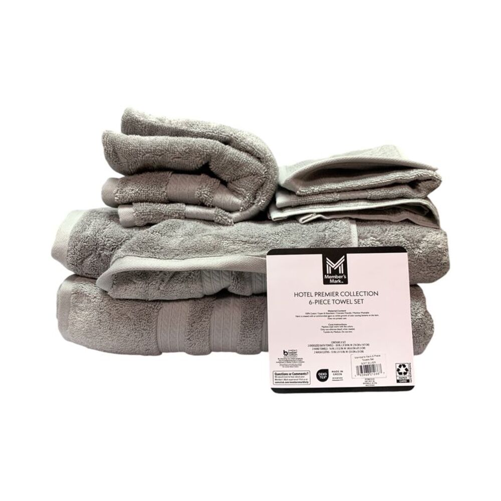 Soft Silver - Member's Mark Hotel Premier Collection 6-Piece Cotton Bathroom Tow